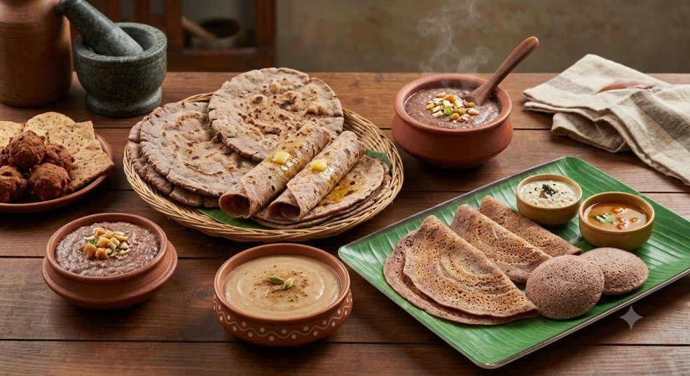 Ragi flour prepared for an everyday recipe
