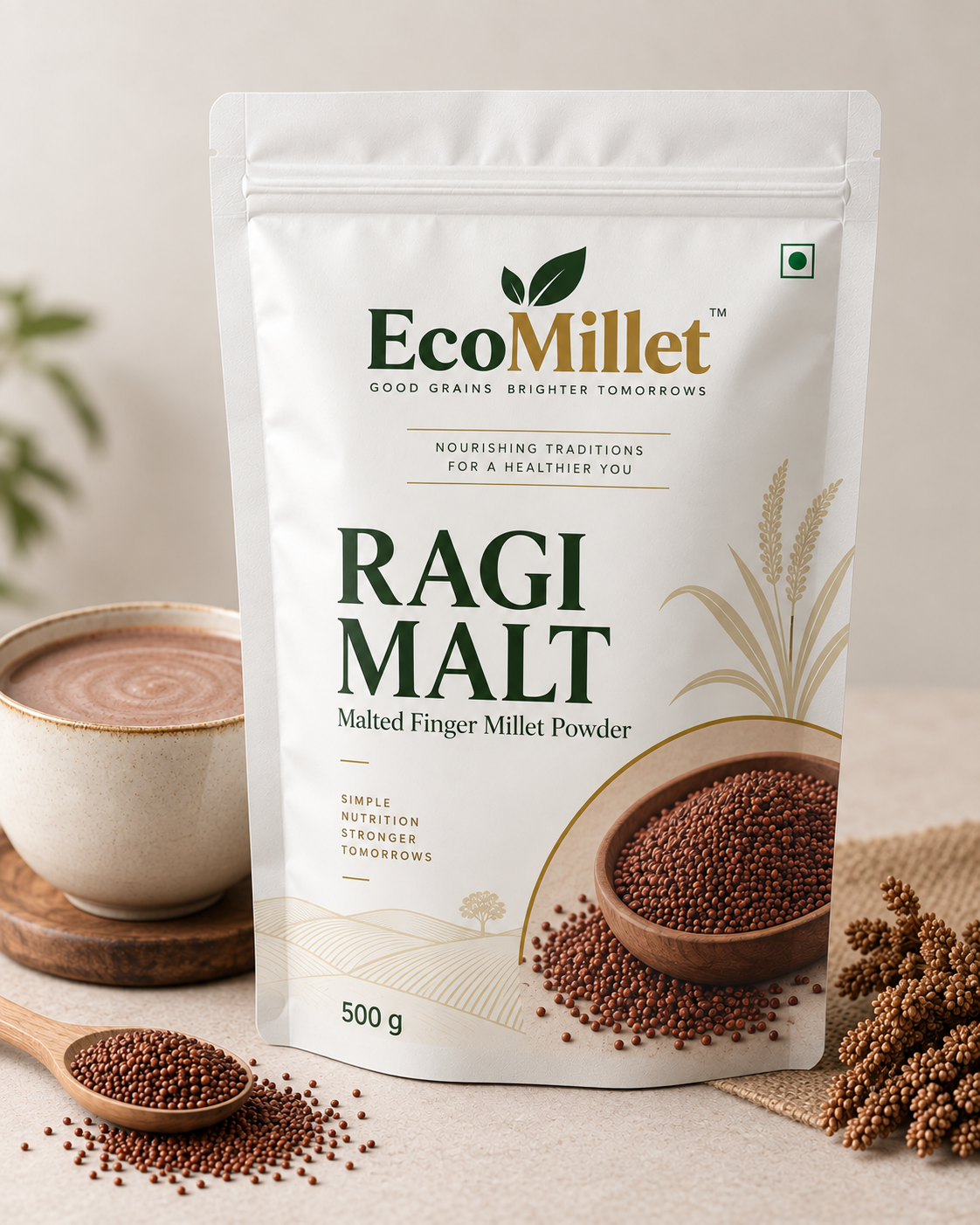 EcoMillets 100% Ragi Malt Powder 500 g