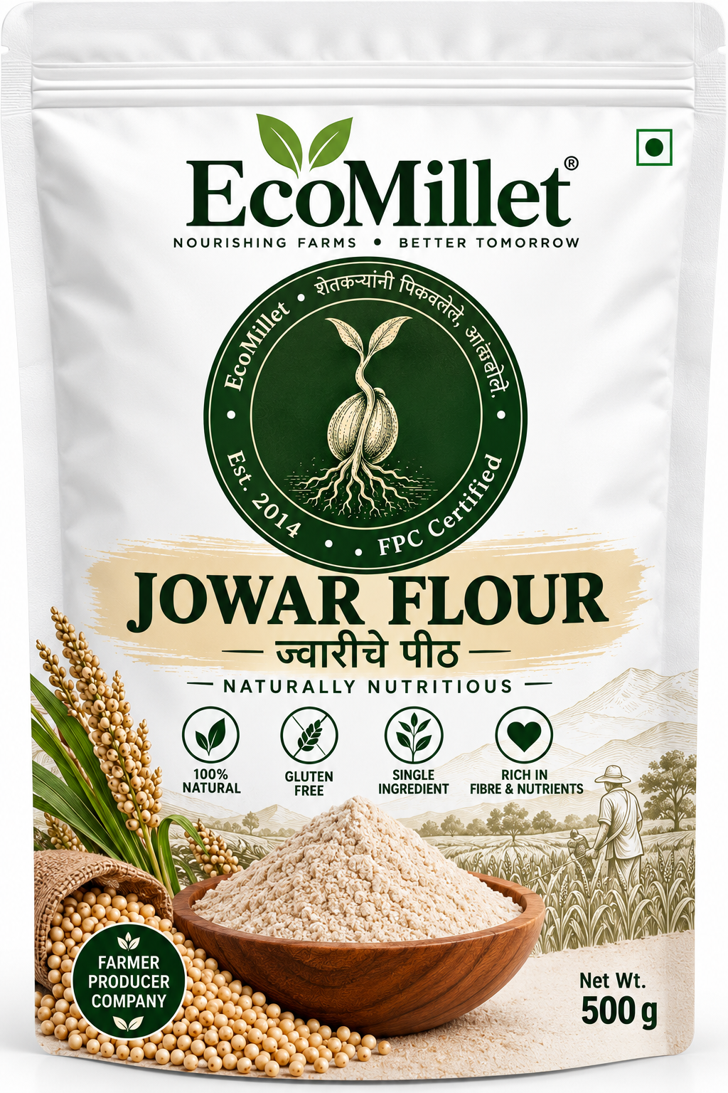 EcoMillet Jowar Atta (Jowar Flour) pack